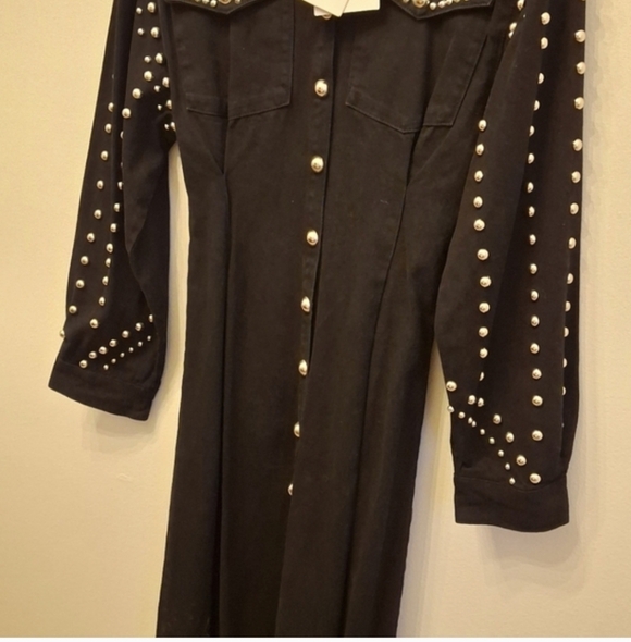 Elegant Black Studded BLACK Jean Dress - Picture 5 of 9